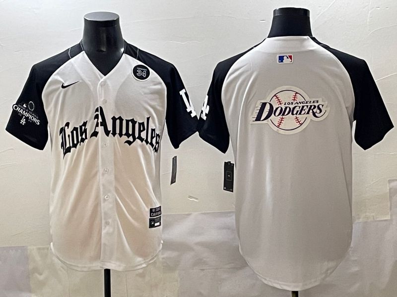 Men 2025 Los Angeles Dodgers Blank White black Five generations Joint Name Nike MLB Jersey style 52637